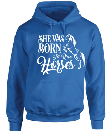 BF Kids MAAT L YOUTH Hoodie she was born to ride horses KH0100