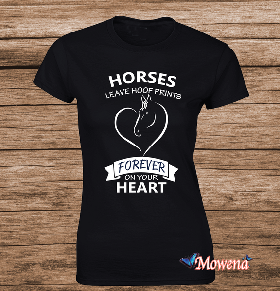 Dames horses leave hoof prints forever on your heart dt0078