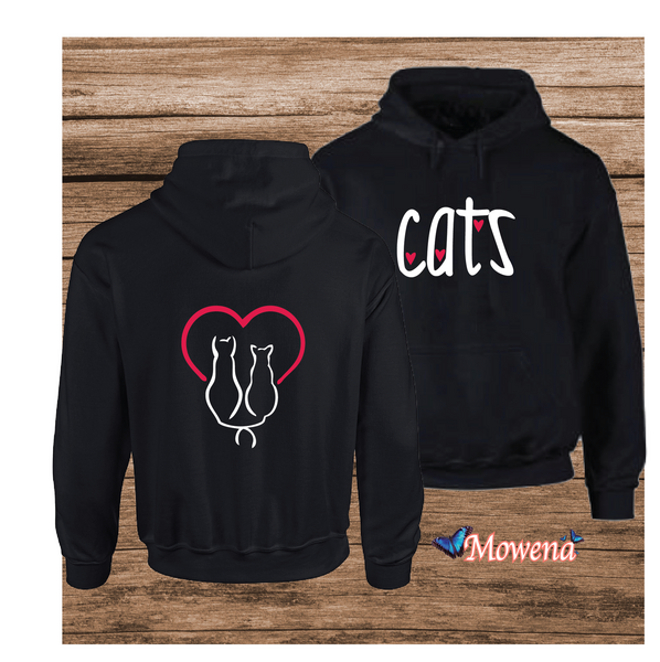 Hoodie cats hart met poezen poestd002