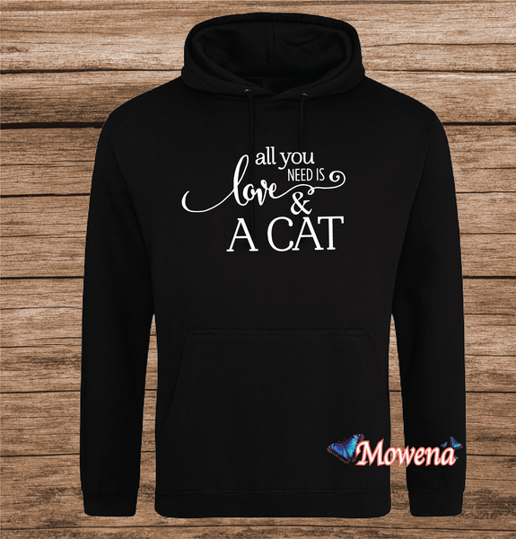 Hoodie all you need is love &amp; a cat Poes0005