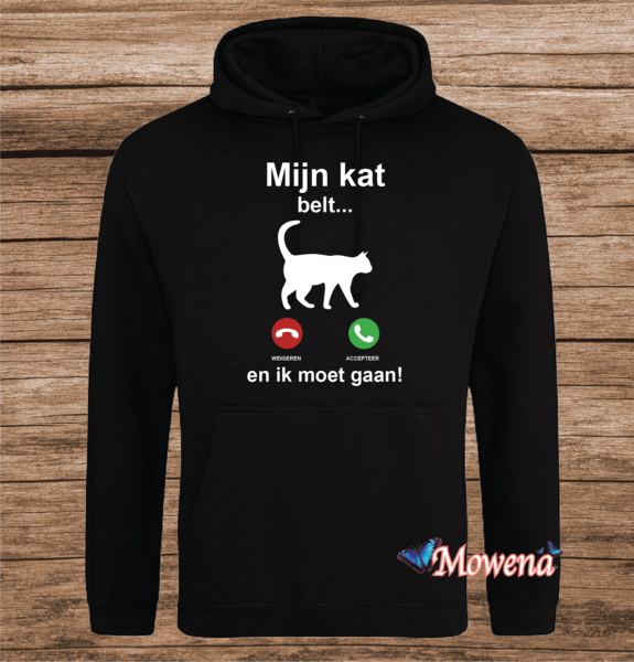 Hoodie Mijn kat belt... en ik moet gaan Poes0011